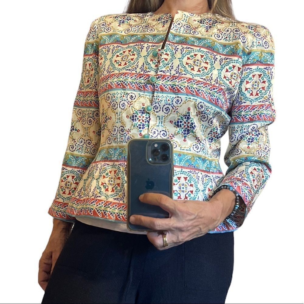 3/$25 ADRIANNA PAPELL Vintage Silk Long Sleeves Blazer.Size 8